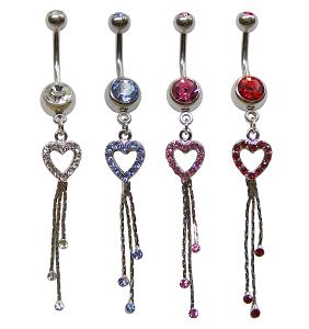 SV5650 Gem Heart Dangle Navel Curve