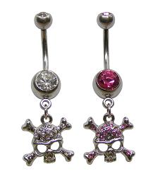 SV5648 Gem Skull and Crossbones Navel Curve